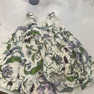 Tea collection floral jumper dress and diaper cover 18-24 m worn once